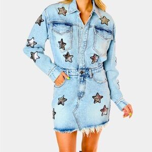 Buddy love x raelynn denim star romper
